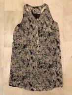 (V) Ka225 modstrom beige met zwart gevoerde zomerjurk maat s, Kleding | Dames, Jurken, Verzenden, Beige, Zo goed als nieuw, Knielengte