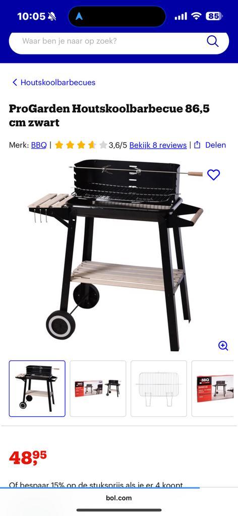 ProGarden Houtskoolbarbecue 86,5 cm zwart, Tuin en Terras, Houtskoolbarbecues, Nieuw, Ophalen of Verzenden