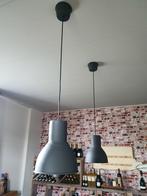 2 hanglampen industrieel grijs antraciet stoere Lamp 2 stuks, Minder dan 50 cm, Industrieel, Ophalen of Verzenden, Metaal