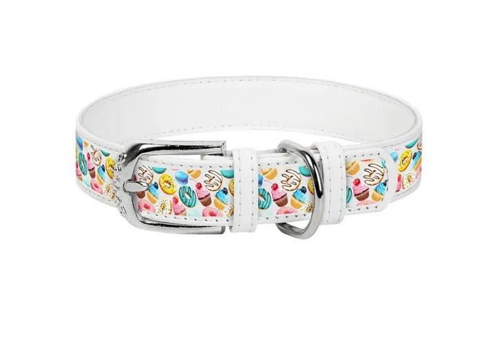 WAUDOG Donuts Lederen Halsband Wit Nek 21-29 cm KOOPJE!!!, Dieren en Toebehoren, Hondenhalsbanden en Penningen, Nieuw, Handgemaakt