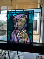 Kunstwerk glas in lood Maria ❤️ madonna met kindje, Antiek en Kunst, Antiek | Glas en Kristal, Ophalen
