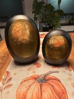 Set van 2 Windlichten - Zwart & Goud, Ophalen, Zwart, Zo goed als nieuw, Metaal