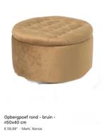 Velvet gouden opbergpoef, Huis en Inrichting, Banken | Voetenbanken en Poefen, Ophalen of Verzenden, Zo goed als nieuw, Rond, Minder dan 50 cm