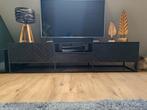 Mangohout TV meubel 210 cm / Zwart met visgraat., Ophalen, Zo goed als nieuw, 200 cm of meer, Minder dan 100 cm