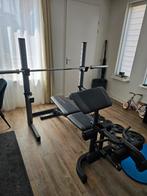 Halterbank, Olympische stang, 120kg gewichten, Sport en Fitness, Ophalen, Zo goed als nieuw, Fitnessbank