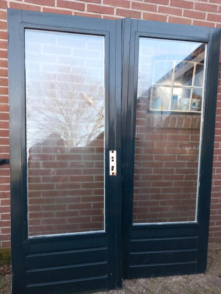 2x openslaande (terras)deuren merbau met isolatieglas, Doe-het-zelf en Verbouw, Deuren en Horren, Buitendeur, 200 tot 215 cm, 120 cm of meer