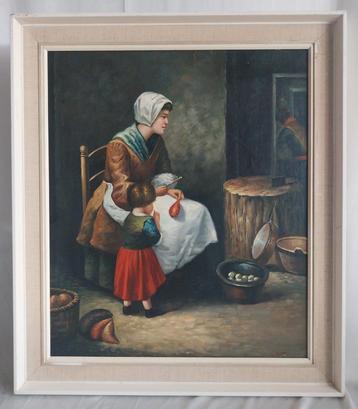 Het spinnen van garen - Gesigneerd - 1980 beschikbaar voor biedingen