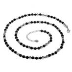 58-63cm Lava Kralenketting Heren Verstelbaar RVS Natuursteen, Overige materialen, Birgitta-Gracht 33, 6465 EL Kerkrade, Nederland