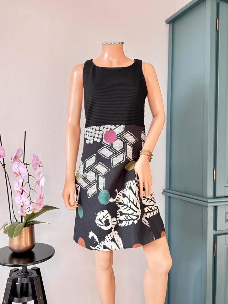 DESIGUAL jurk maat 40/42 - zwart - print - katoen - viscose, Kleding | Dames, Jurken, Zo goed als nieuw, Maat 38/40 (M), Zwart