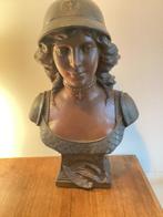 Art Nouveau Zamak Sculptuur Dame met Helm - Frans Müller, Ophalen, Gebruikt