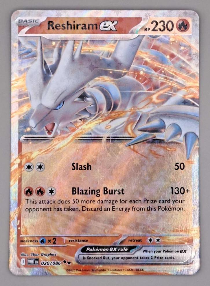Reshiram 020/086, Hobby en Vrije tijd, Verzamelkaartspellen | Pokémon, Zo goed als nieuw, Losse kaart, Foil, Ophalen of Verzenden