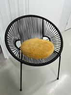 Draadstoel zwart met platte zitting, Huis en Inrichting, Stoelen, Ophalen, Kunststof, Zwart, Zo goed als nieuw