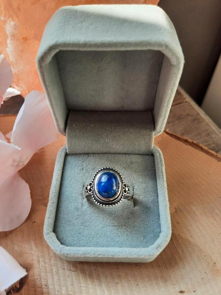 Mooie Lapis Lazuli zilveren ring te koop, Sieraden, Tassen en Uiterlijk, Ringen, Nieuw, Dame of Heer, 17 tot 18, Blauw, Zilver