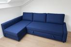 IKEA FRIHETEN Hoekslaapbank met opberger blauw, Huis en Inrichting, Ophalen, Blauw, Tweepersoons, Zo goed als nieuw