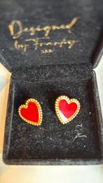 Franky amsterdam harten oorbellen goud rood gala, Ophalen of Verzenden, Nieuw, Rood, Goud