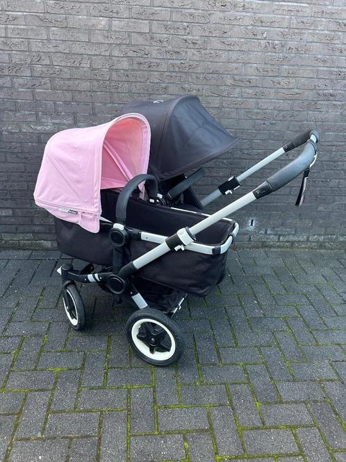 Bugaboo duowagen roze/zwart, Kinderen en Baby's, Kinderwagens en Combinaties, Gebruikt, Combiwagen, Bugaboo, Duowagen, Luchtbanden