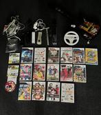 Wii Spelcomputer zwart met accessoires en 16 spellen, Ophalen of Verzenden, Zo goed als nieuw, Met 2 controllers, Met games