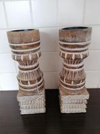 Supermooie robuuste houten kandelaars van Tuingroen NIEUW!, 25 tot 50 cm, Nieuw, Ophalen of Verzenden, Kandelaar