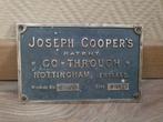 Machine plaat van Joseph Cooper go trough kant machine, Ophalen of Verzenden