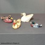 Set van 4 kleurrijke antieke lokeenden uit verschillende lan, Ophalen of Verzenden