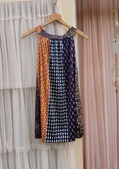 Leuke hippie patchwork haltertop tuniek tanktop h&m S M L, Kleding | Dames, Tops, Zo goed als nieuw, Maat 38/40 (M), Zonder mouw