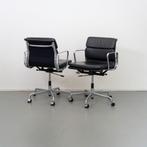 20x Vitra EA 217 bureaustoel Soft Pad Zwart leer - Chroom, Huis en Inrichting, Ergonomisch, Zo goed als nieuw, Zwart, Bureaustoel