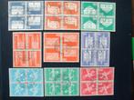 Postzegels Zwitserland 1960 keerdrukken in 9 blokken van 4, Ophalen of Verzenden, Gestempeld
