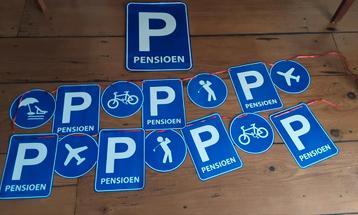 Pensioen Versiering, slinger en affiche beschikbaar voor biedingen