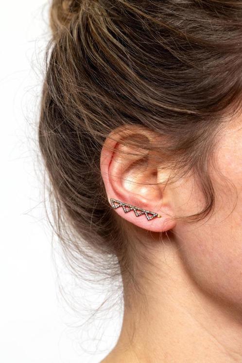Diamant earcuffs oorbellen vintage india goud verguld zilver, Sieraden, Tassen en Uiterlijk, Oorbellen, Zo goed als nieuw, Knopjes of Stekers