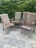 4 hardhouten tuinstoelen alle 4 voor maar 95 euro ophalen, Ophalen of Verzenden, Zo goed als nieuw, Hout, Stapelbaar