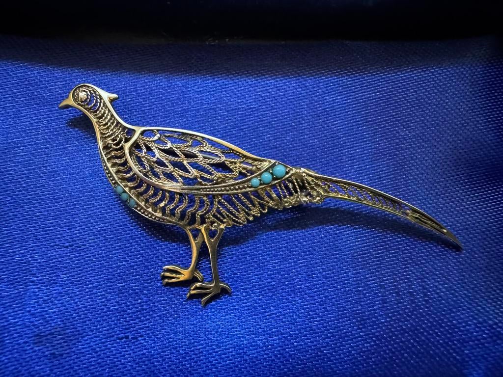 Zilveren fazant broche, Ophalen of Verzenden, Zo goed als nieuw, Zilver