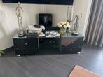 Hoek TV kast met glazen bovenplaat, Ophalen, Gebruikt, 100 tot 150 cm, Glas