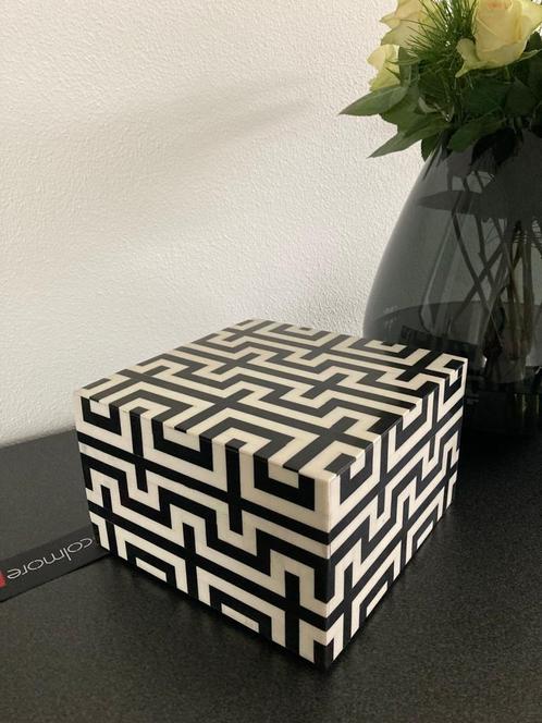 Diga Colmore Luxe deco box vierkant zwart/wit Line Nieuw, Huis en Inrichting, Woonaccessoires | Overige, Nieuw, Ophalen of Verzenden