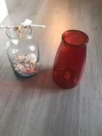 Vazen 1 met zand en schelpen, Ophalen of Verzenden, Overige kleuren, Glas