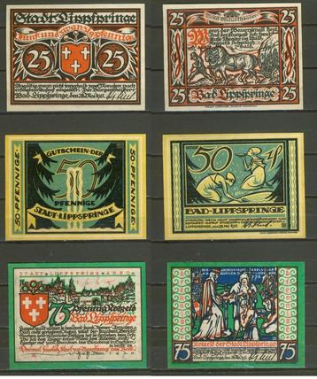 Lippspringe 25-50-75 Pf 1921 Noodgeld Notgeld Biljet r-13 beschikbaar voor biedingen