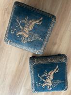Victorian Cherub Tapestry Footstool on Ball Feet 1980's, Antiek en Kunst, Ophalen of Verzenden