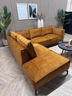 ZGAN Velvet Velours Hoekbank Robin - Okergeel/Goud - 260x245, Ophalen, 250 tot 300 cm, -, Hoekbank