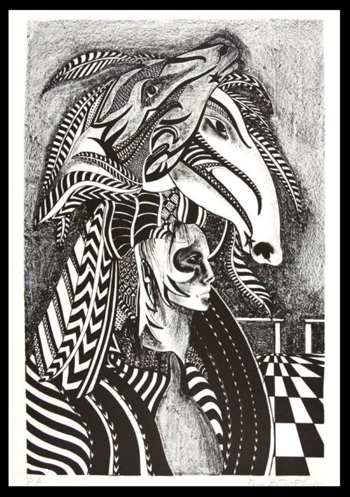 Maria Seghi # Toscaans # Litho "Maskerade Venetia " Uniek, Antiek en Kunst, Kunst | Schilderijen | Modern, Ophalen of Verzenden