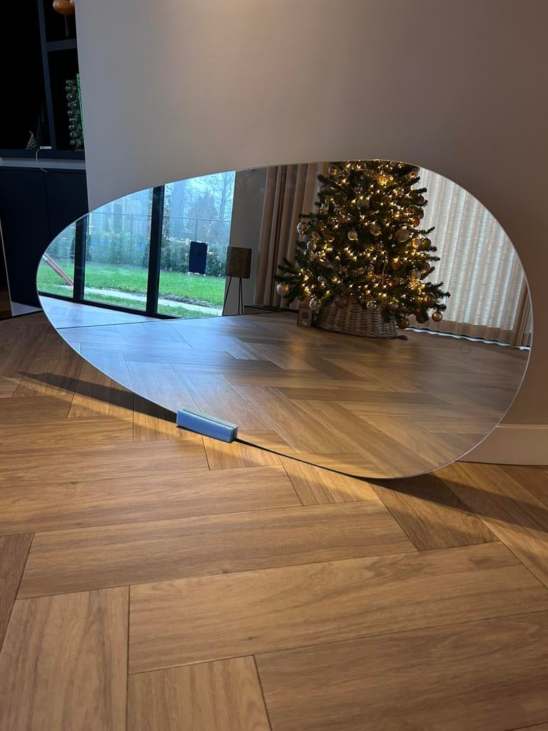Martens & Meijer design badkamer spiegel Joling druppel vorm, Ophalen, 100 tot 150 cm, Nieuw, Ovaal