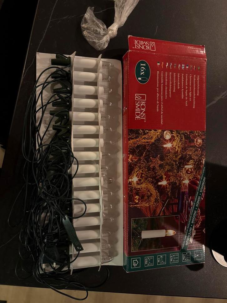 Ouderwetse kerstboom kaarsverlichting - 16 stuks, Huis en Inrichting, Lampen | Hanglampen, Zo goed als nieuw, Minder dan 50 cm