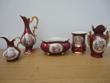 Set van 5 Limoges porseleinen pronkstukken beschikbaar voor biedingen