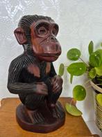 Leuk vintage Duits handgesneden houten aap beeld, Ophalen of Verzenden