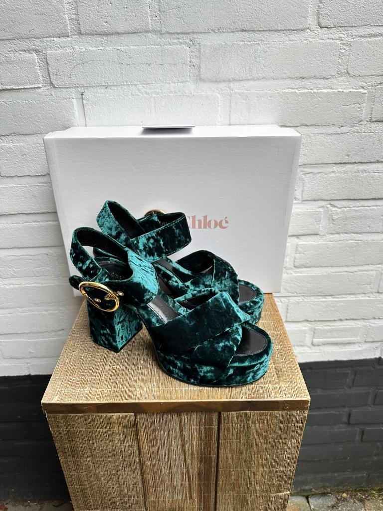 See by Chloé Orla hakken maat 37 velvet sandaal, Kleding | Dames, Schoenen, Nieuw, Groen, Sandalen of Muiltjes, Ophalen of Verzenden