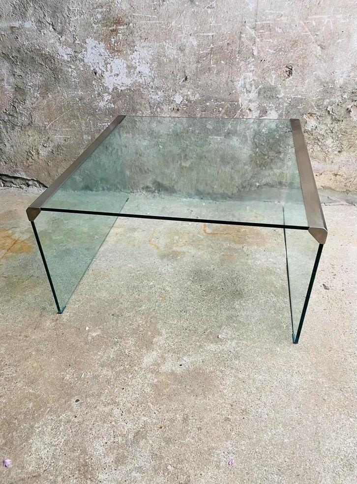 Galotti en Radice Italy glazen bijzettafel, Verzamelen, Retro, Huis en Inrichting, Ophalen of Verzenden