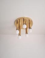 Vintage Mid Century messing plafondlamp van Sölken Leuchten, Huis en Inrichting, Gebruikt, Ophalen of Verzenden, Glas, Nvt