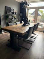6 Grijze, nette lederen eetkamerstoelen, Ophalen of Verzenden, Zo goed als nieuw, Metaal, Grijs