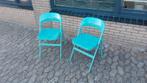 2x IKEA FRODE turquoise metalen klapstoel, Ophalen, Twee, Blauw, Zo goed als nieuw