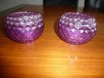 2 glazen waxinelichtje houders. Lila., Huis en Inrichting, Overige materialen, Overige kleuren, Nieuw, Ophalen of Verzenden