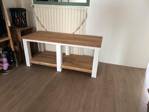 Teakhouten salontafel/tv meubel, Huis en Inrichting, Kasten | Televisiemeubels, Gebruikt, 25 tot 50 cm, Teakhout, Ophalen