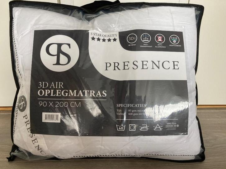 3D air oplegmatras 90x200 merk Presence zo goed als nieuw, Huis en Inrichting, Slaapkamer | Matrassen en Bedbodems, Zo goed als nieuw